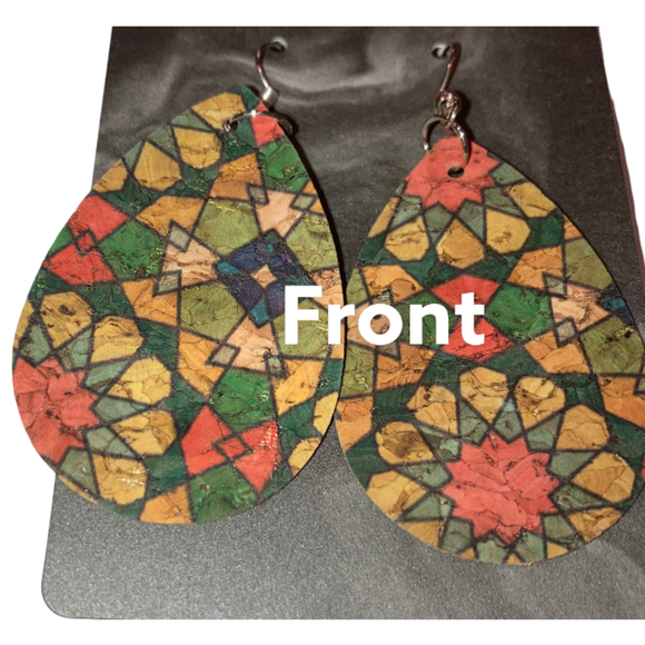 SALE!! Handmade Double Sided Cork Earrings - Picture 2 of 7